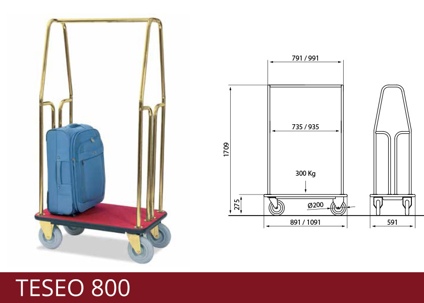 Carrello portavaligie albergo valigie bagagli cm 56x70x120 RS0485